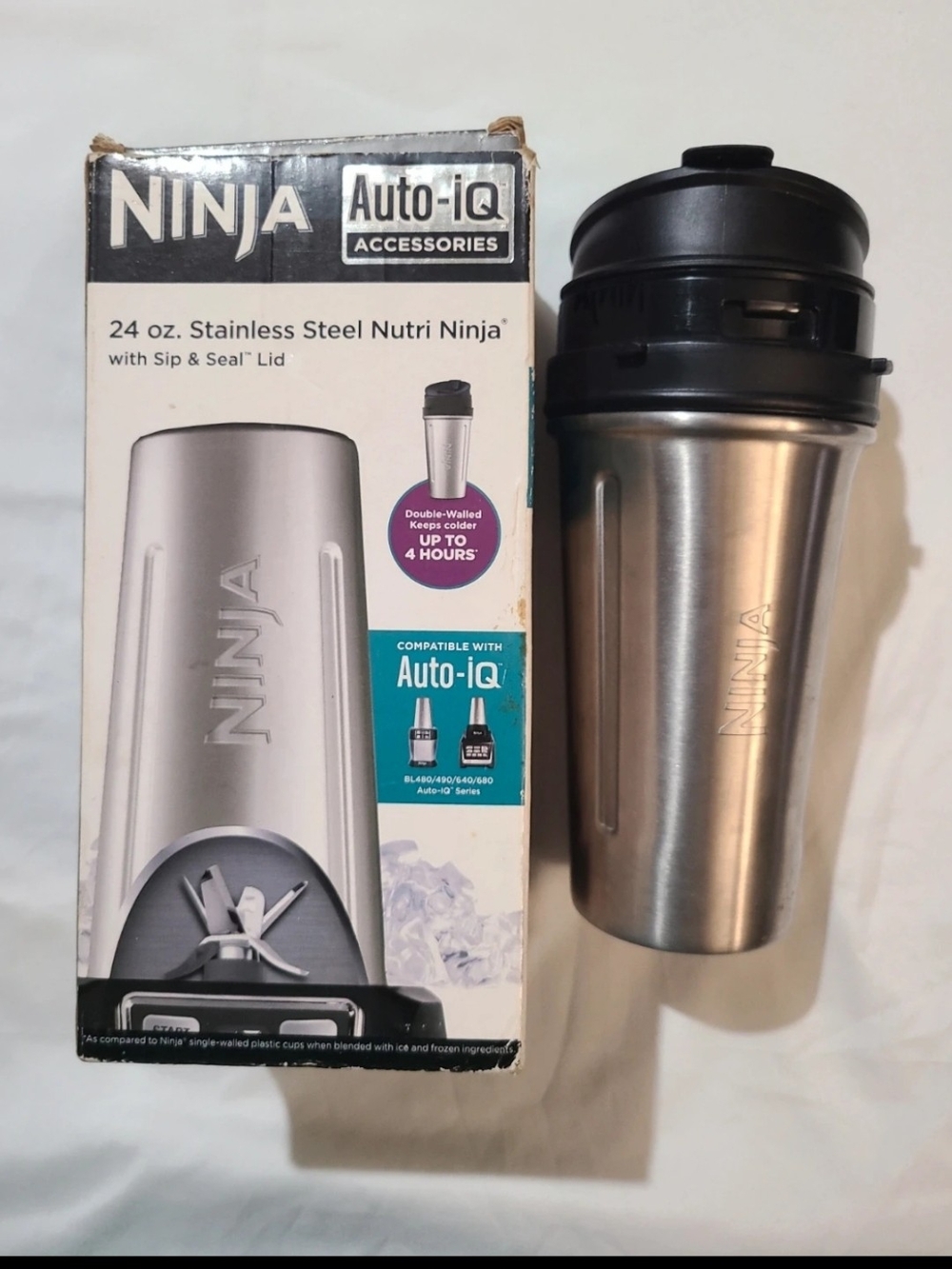 Ninja 24 oz Stainless Steel Nutri Ninja Travel Cup - Silver